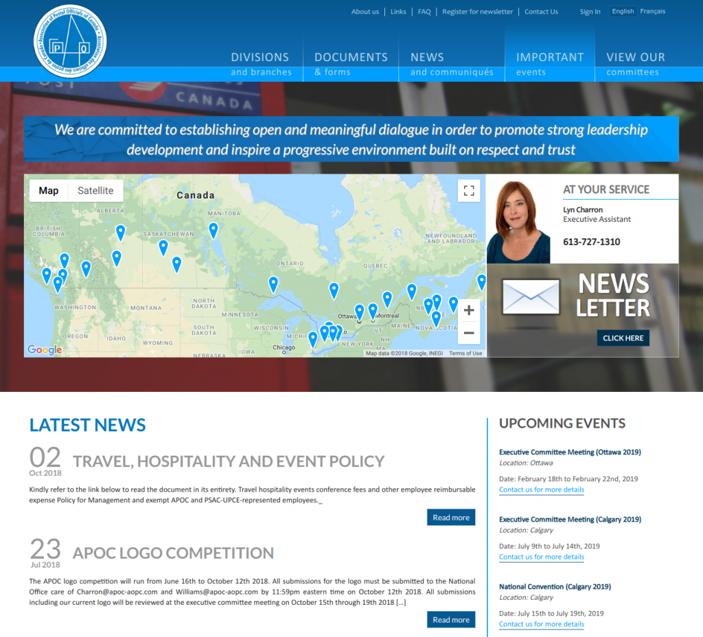Association of Postal Officials of Canada Homepage (https://www.apoc-aopc.com)